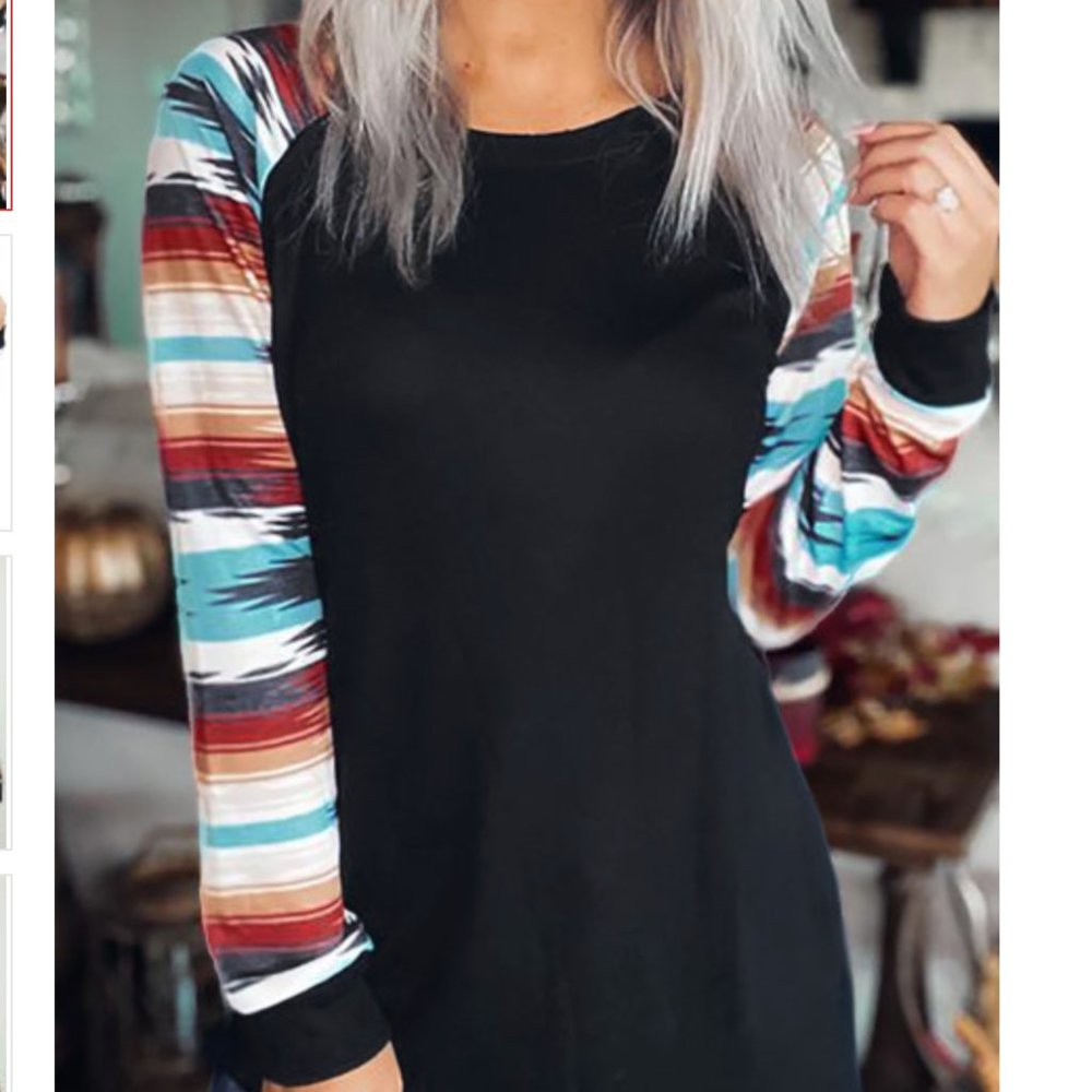 Black Tribal Print Long Sleeve Shirt